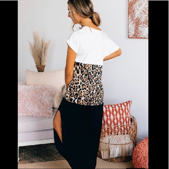 Leopard Print Color Block Maxi Dress - Picture 3 of 12
